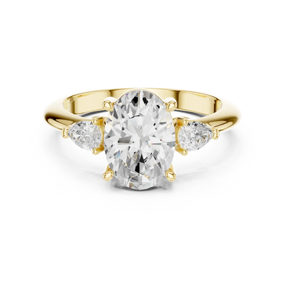 Portia Elegant Oval Diamond Three-Stone Ring
