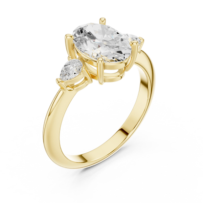 Portia Elegant Oval Diamond Three-Stone Ring