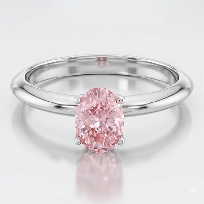 Pink 1ct Oval Cut Diamond Solitaire Engagement Ring