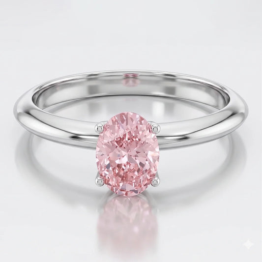 Pink 1ct Oval Cut Diamond Solitaire Engagement Ring
