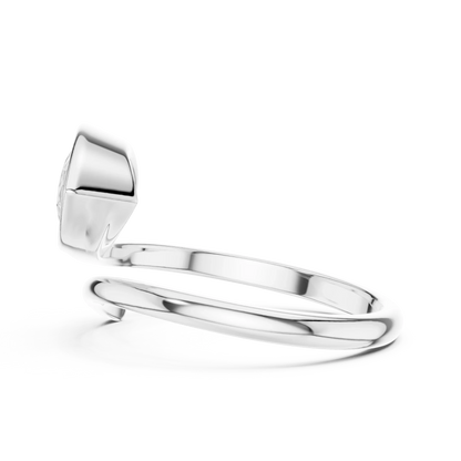Pear cut diamond open wrap ring in white gold with lab-grown diamond top side view