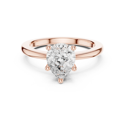 Pear Elegance Solitaire Diamond Ring in Rose Gold with Pear Cut Diamond