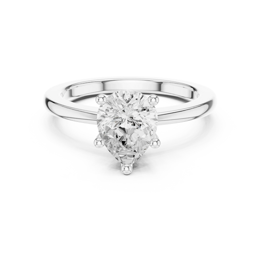 Pear Elegance Solitaire Diamond Ring in White Gold with Pear Cut Diamond