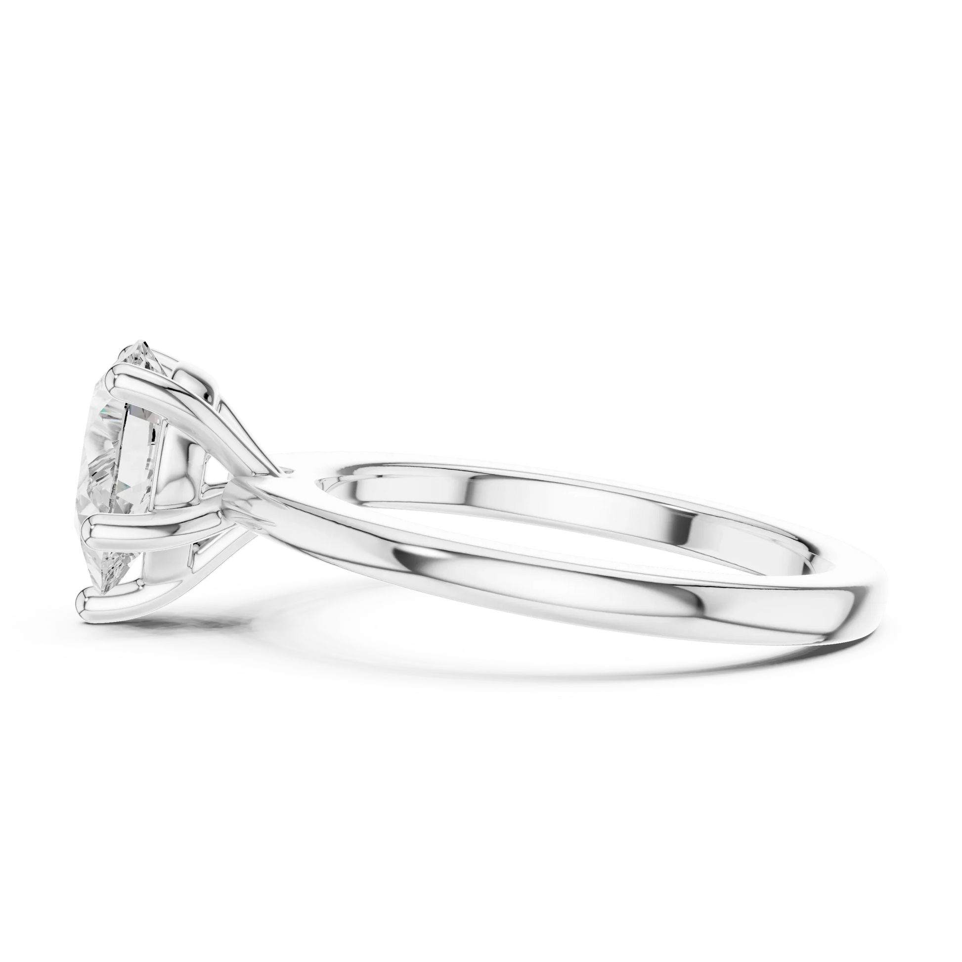 Pear Elegance Solitaire Diamond Ring White Gold Side View Pear Diamond
