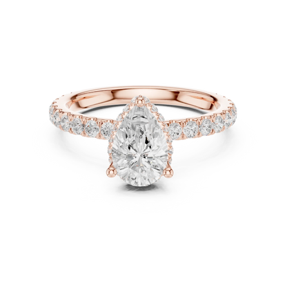 Pear hidden halo ring in rose gold with pave diamond band and lab-grown diamond 鈥?Australia