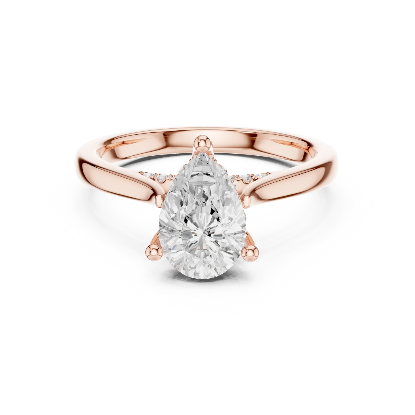 Pear solitaire ring in rose gold with plain domed band and lab-grown diamond – Australia