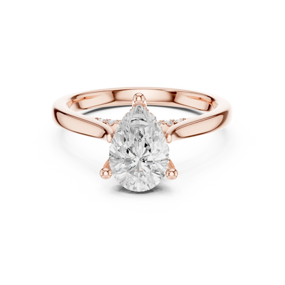Pear solitaire ring in rose gold with plain domed band and lab-grown diamond – Australia