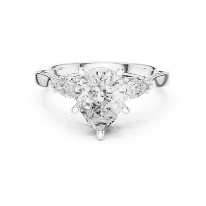 Pear three stone ring in white gold with pear side stones, accent band and lab-grown diamonds 鈥?Australia