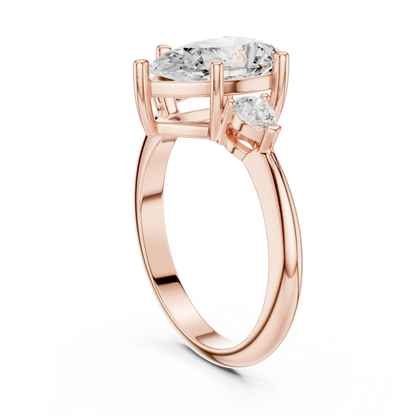 Isla Graceful Pear Diamond Three-Stone Ring