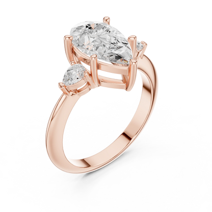 Isla Graceful Pear Diamond Three-Stone Ring