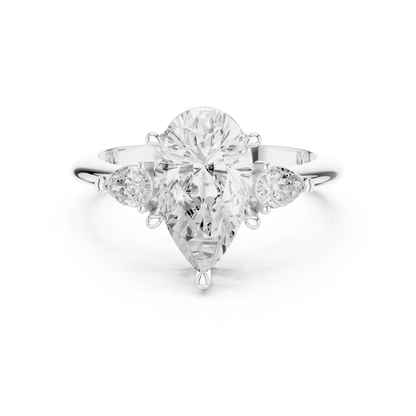 Isla Graceful Pear Diamond Three-Stone Ring