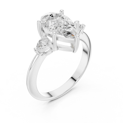 Isla Graceful Pear Diamond Three-Stone Ring