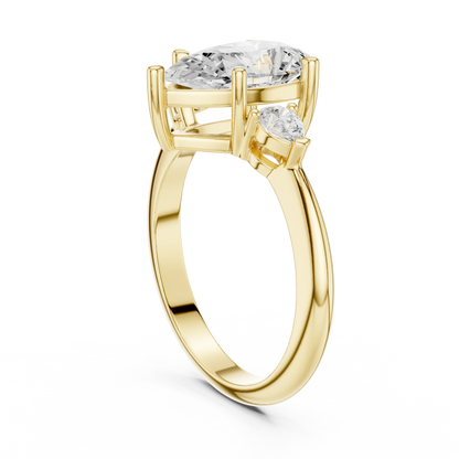 Isla Graceful Pear Diamond Three-Stone Ring