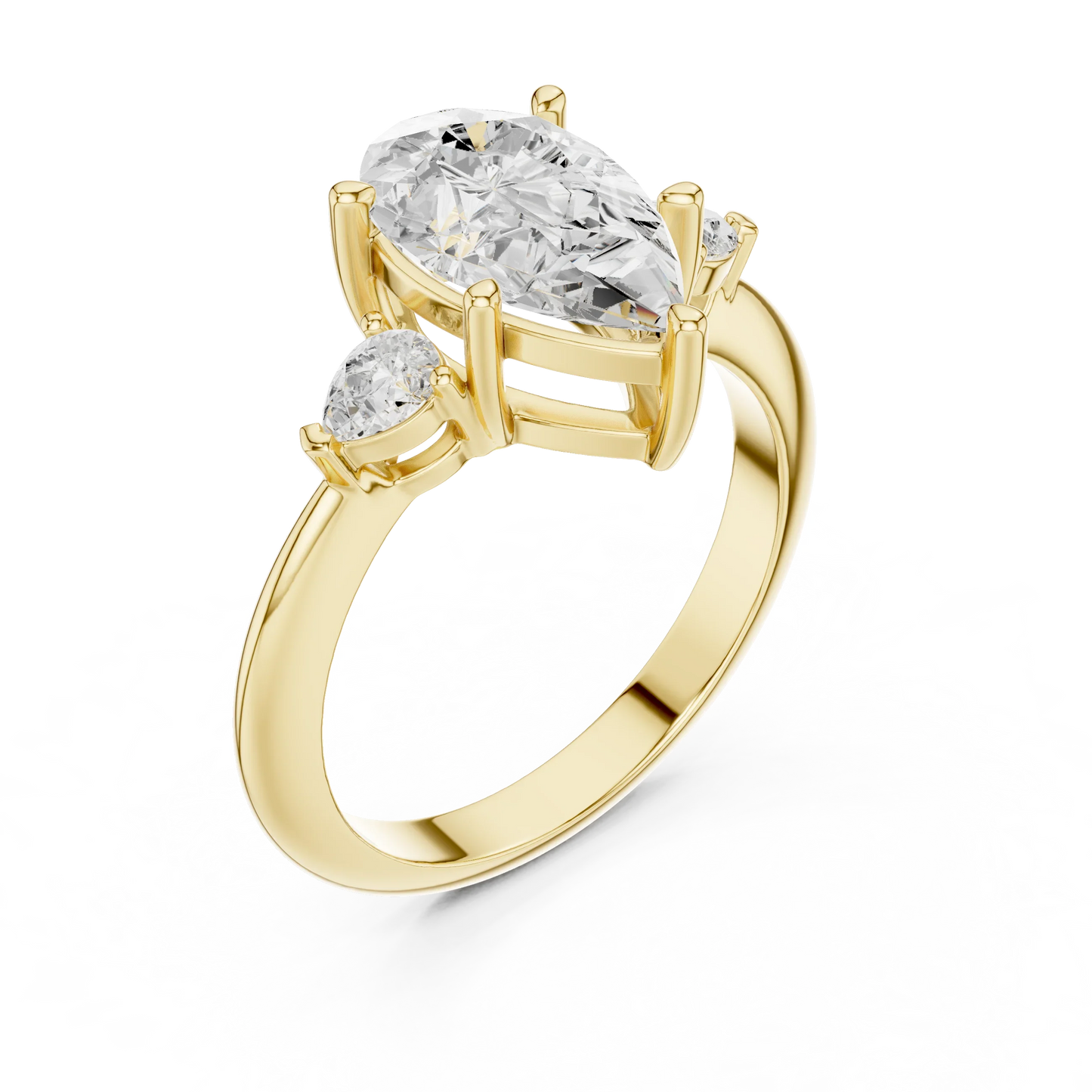 Isla Graceful Pear Diamond Three-Stone Ring