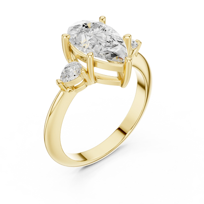 Isla Graceful Pear Diamond Three-Stone Ring