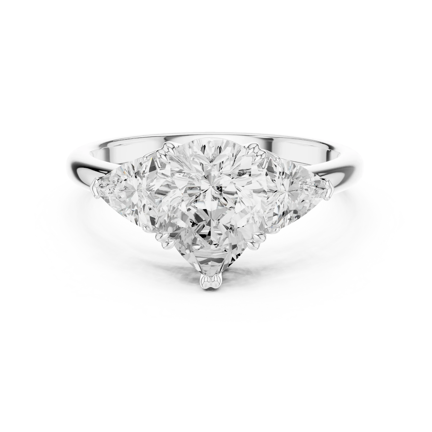 Pear three-stone ring in white gold with trillion cut side stones and lab-grown diamond 鈥?Australia