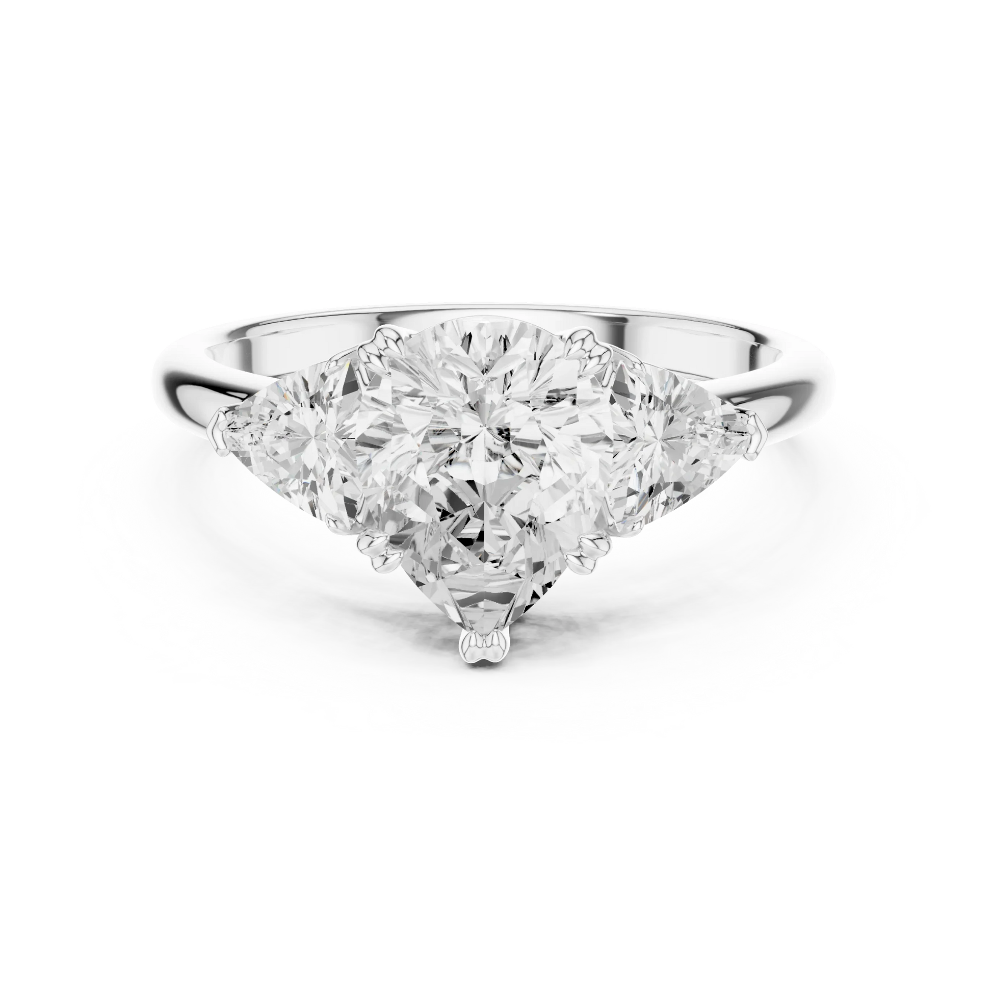 Pear three-stone ring in white gold with trillion cut side stones and lab-grown diamond 鈥?Australia