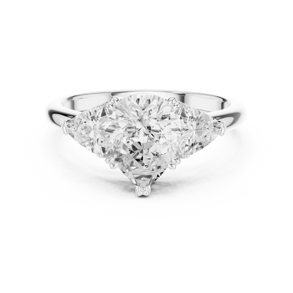 Pear three-stone ring in white gold with trillion cut side stones and lab-grown diamond 鈥?Australia