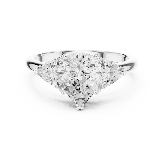 Pear three-stone ring in white gold with trillion cut side stones and lab-grown diamond 鈥?Australia