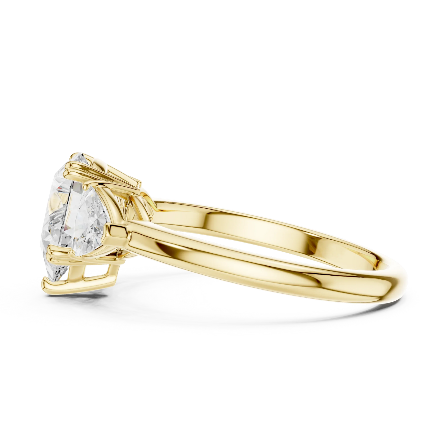 Pear three-stone ring in yellow gold with trillion cut side stones and lab-grown diamond 鈥?Australia