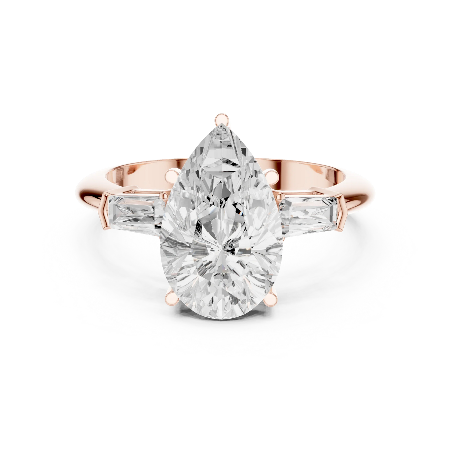 Lattice Pear Diamond Three-Stone Ring