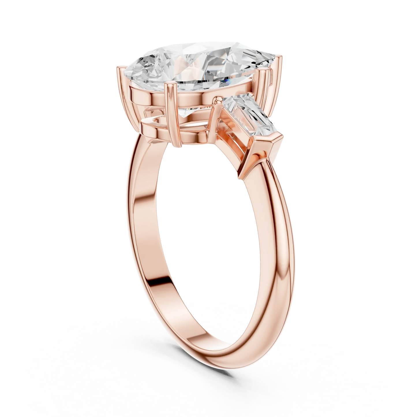 Lattice Pear Diamond Three-Stone Ring
