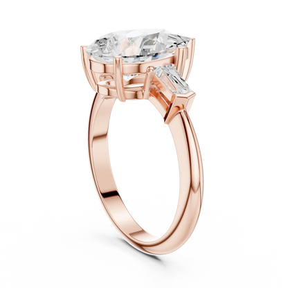 Lattice Pear Diamond Three-Stone Ring