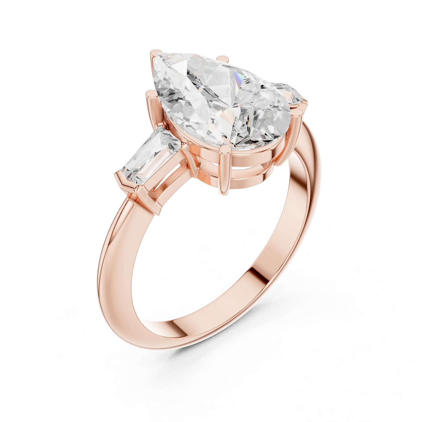 Lattice Pear Diamond Three-Stone Ring