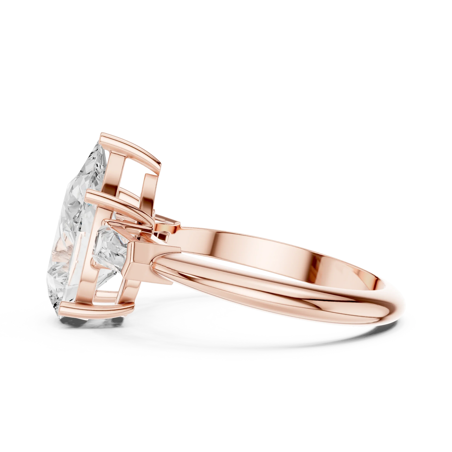 Lattice Pear Diamond Three-Stone Ring