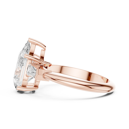 Lattice Pear Diamond Three-Stone Ring