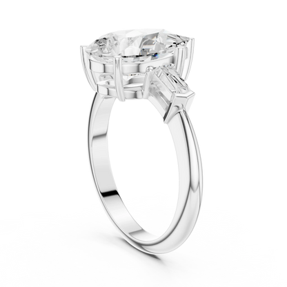 Lattice Pear Diamond Three-Stone Ring