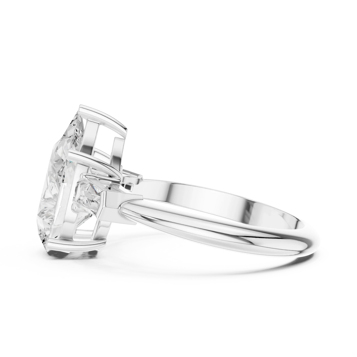 Lattice Pear Diamond Three-Stone Ring
