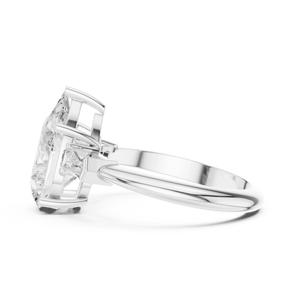 Lattice Pear Diamond Three-Stone Ring