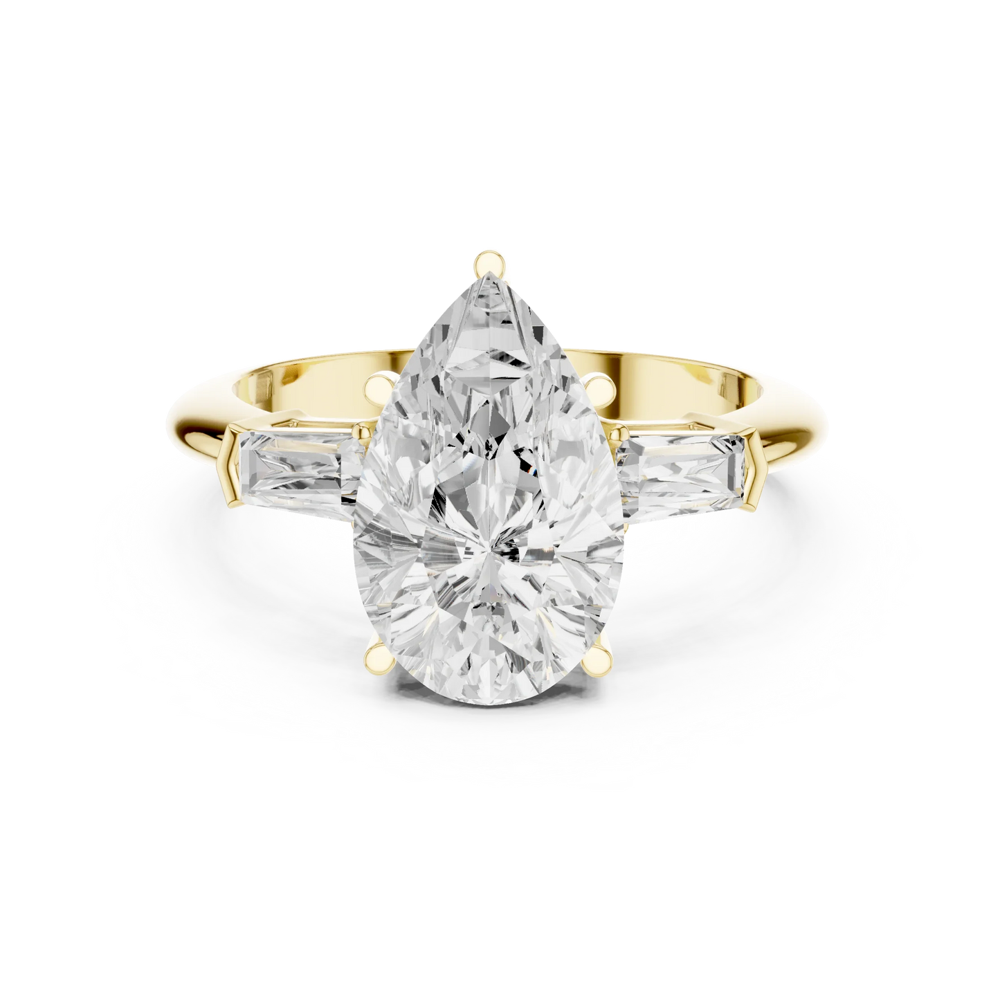 Lattice Pear Diamond Three-Stone Ring