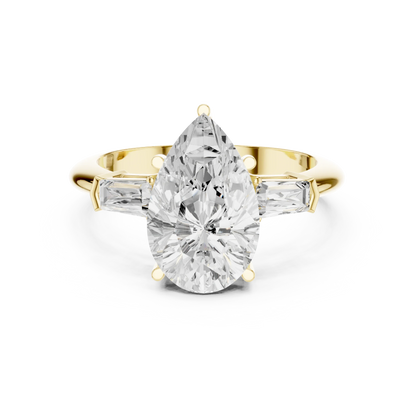 Lattice Pear Diamond Three-Stone Ring