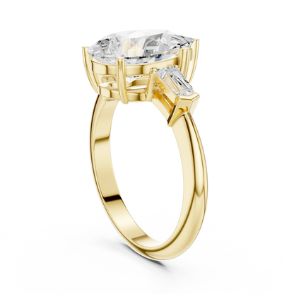 Lattice Pear Diamond Three-Stone Ring