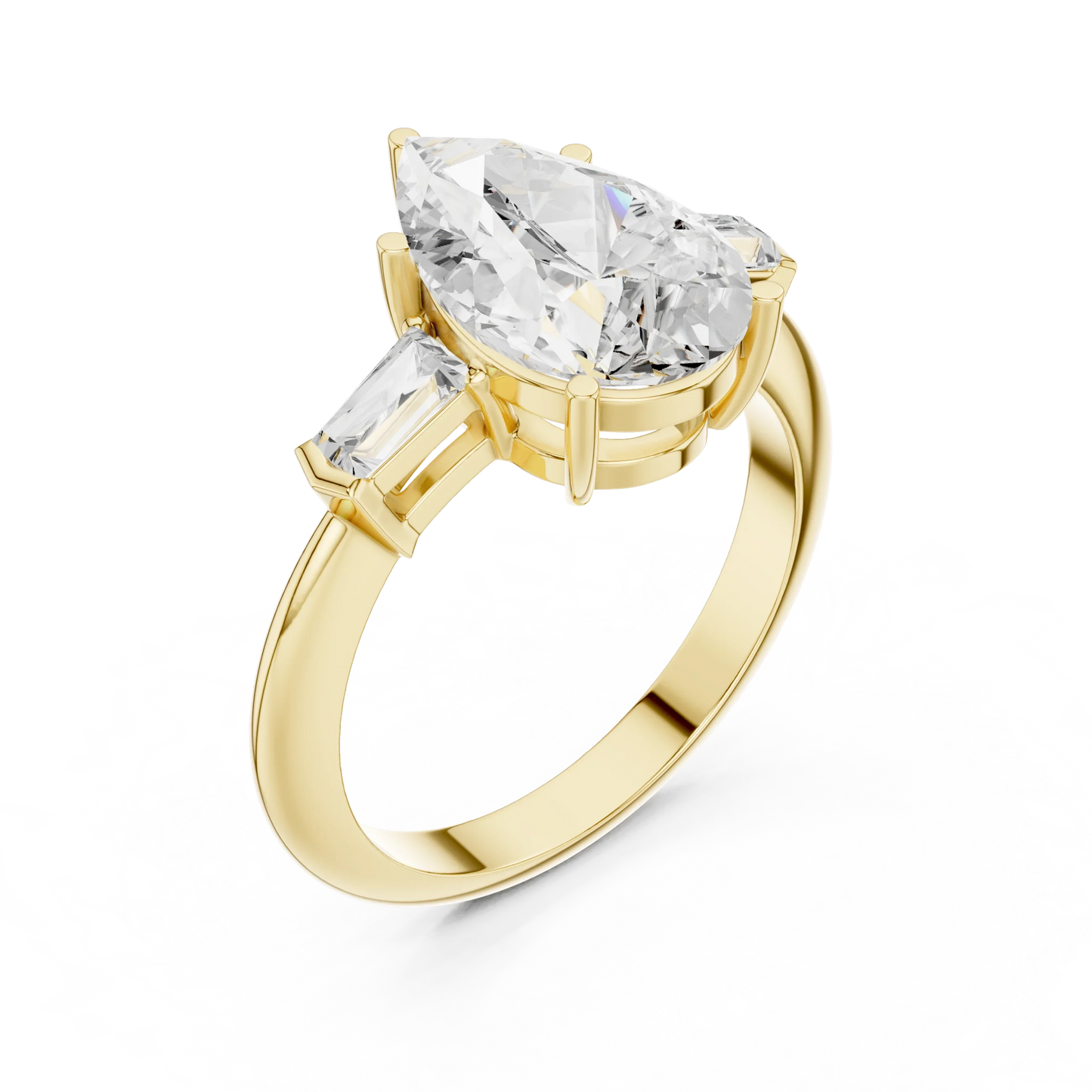 Lattice Pear Diamond Three-Stone Ring