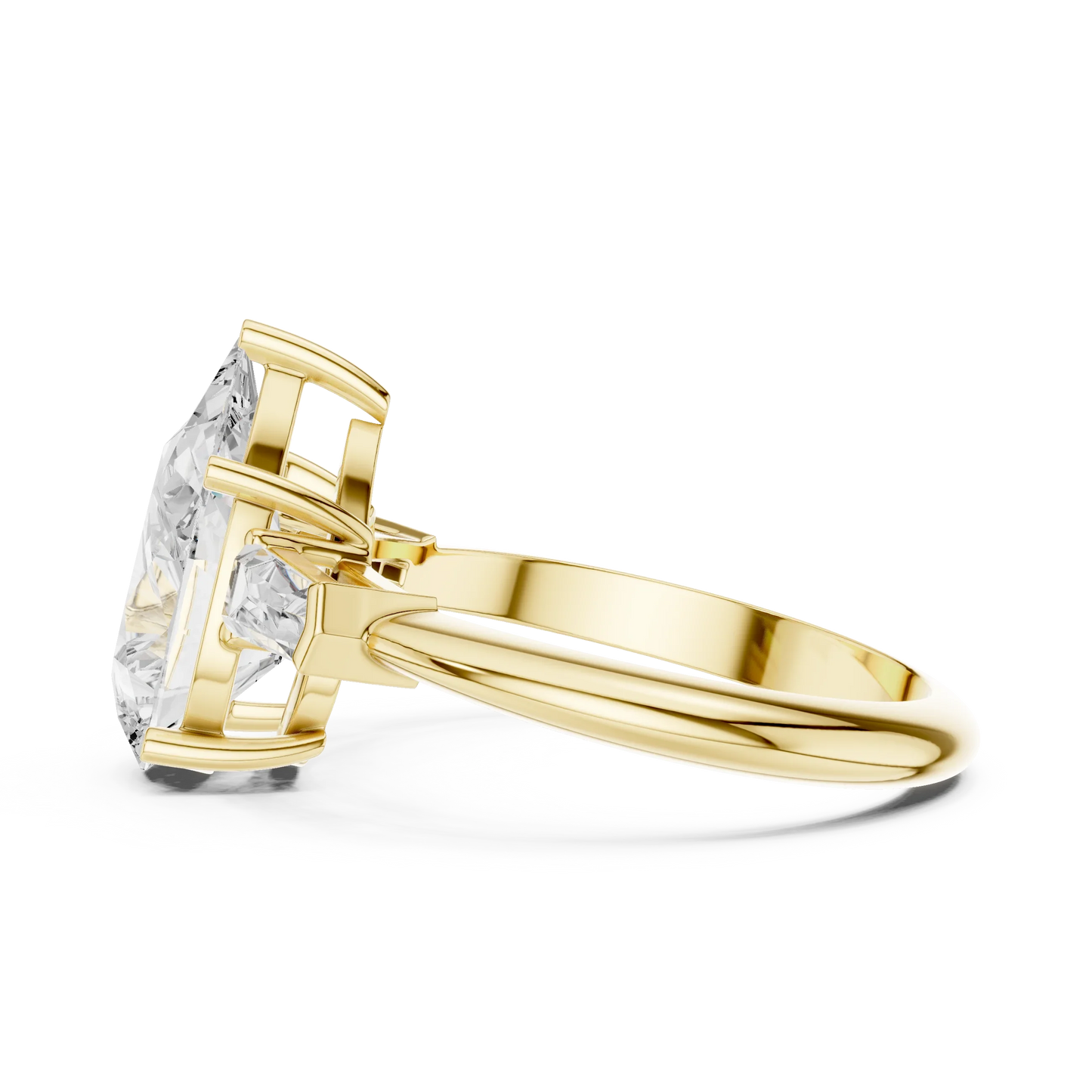 Lattice Pear Diamond Three-Stone Ring