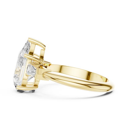 Lattice Pear Diamond Three-Stone Ring
