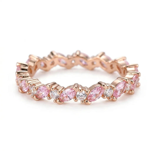 Pink marquise and round alternating diamond eternity band in rose gold with lab-grown diamonds – Australia