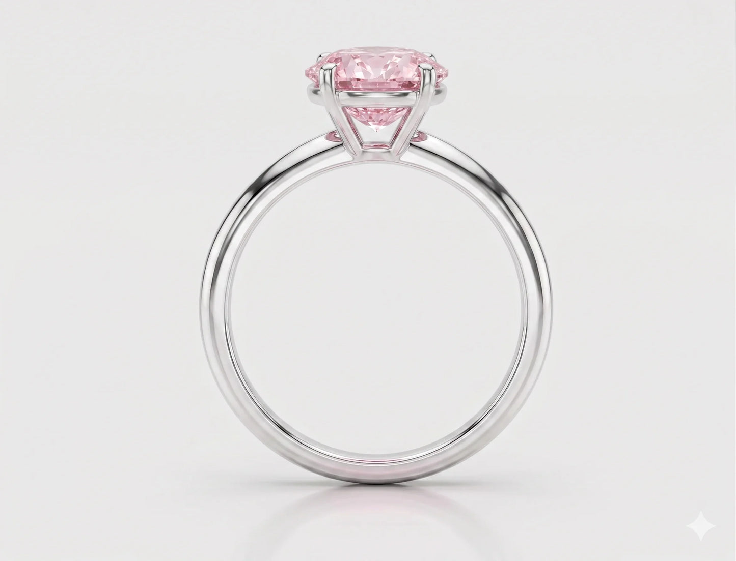 Back view of white gold pink oval cut diamond solitaire engagement ring with lab-grown diamond – Australia

