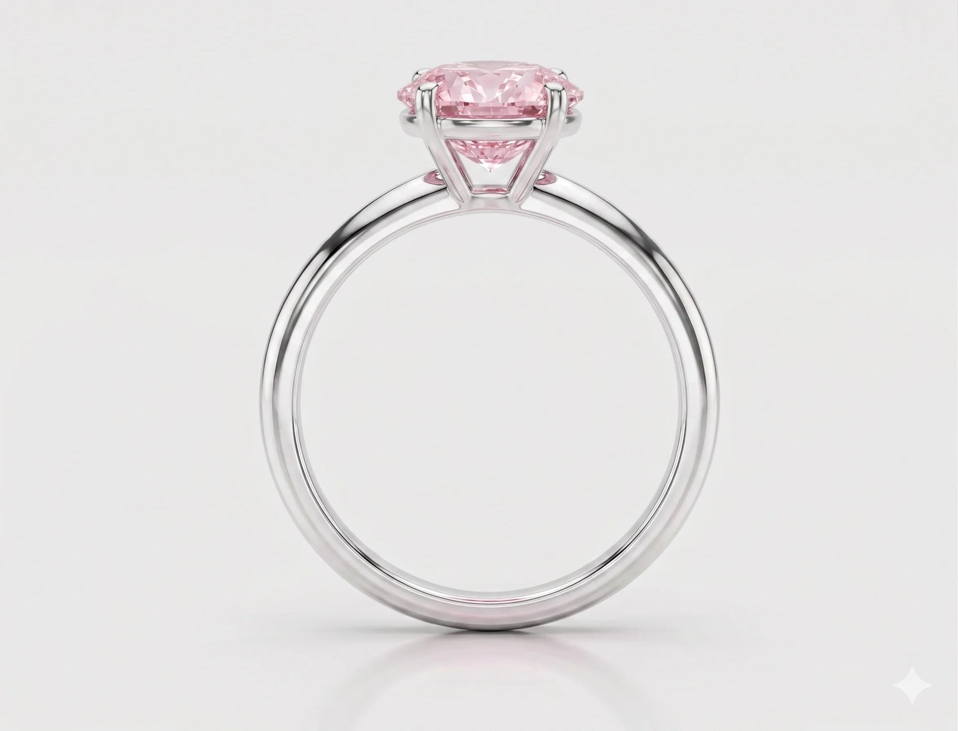 Back view of white gold pink oval cut diamond solitaire engagement ring with lab-grown diamond – Australia

