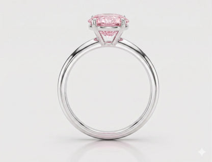 Back view of white gold pink oval cut diamond solitaire engagement ring with lab-grown diamond – Australia

