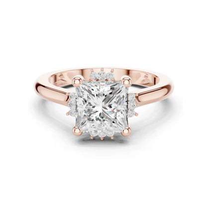 Princess cluster ring in rose gold with lab-grown diamond 鈥?Australia