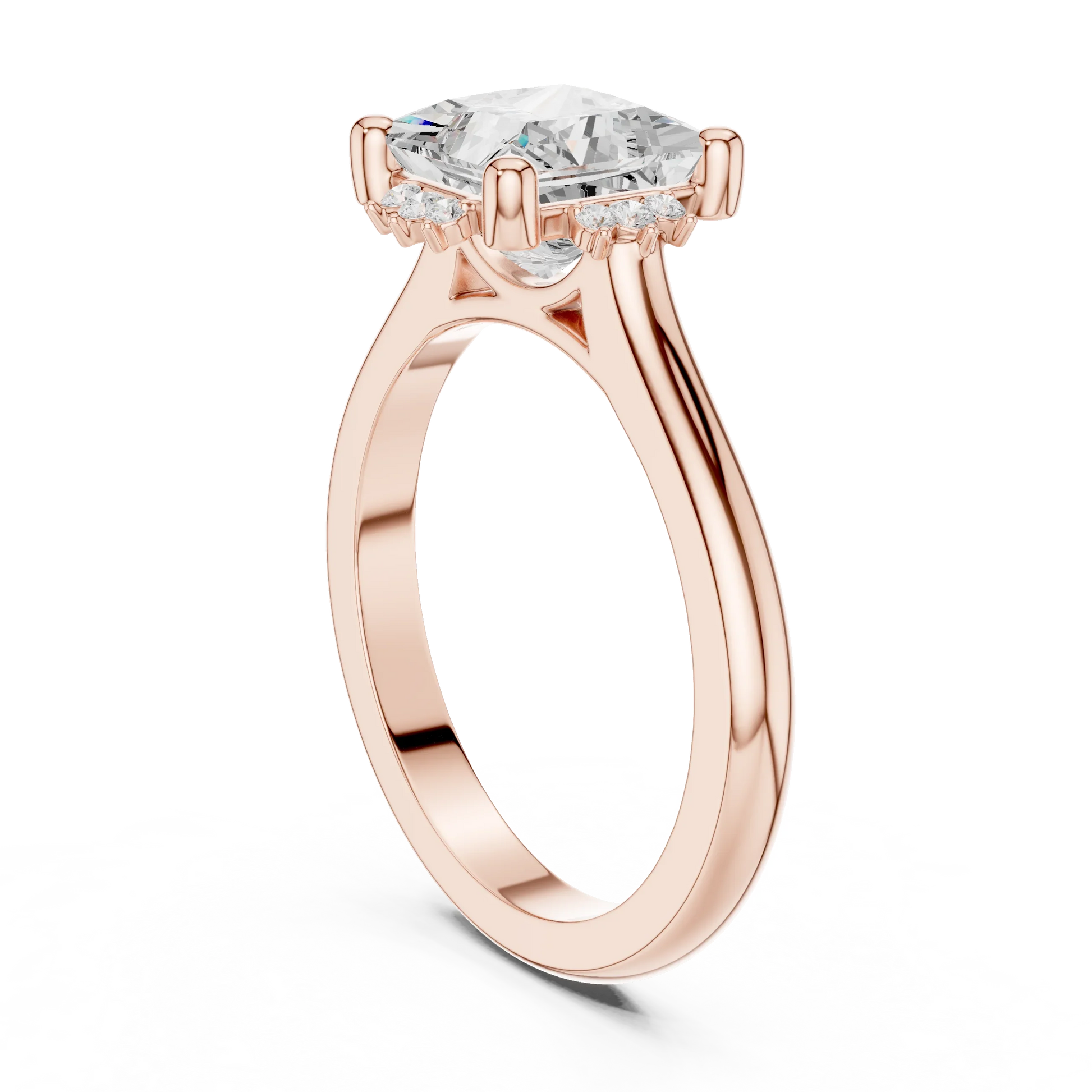 Back side view of rose gold princess cluster ring with lab-grown diamond 鈥?Australia