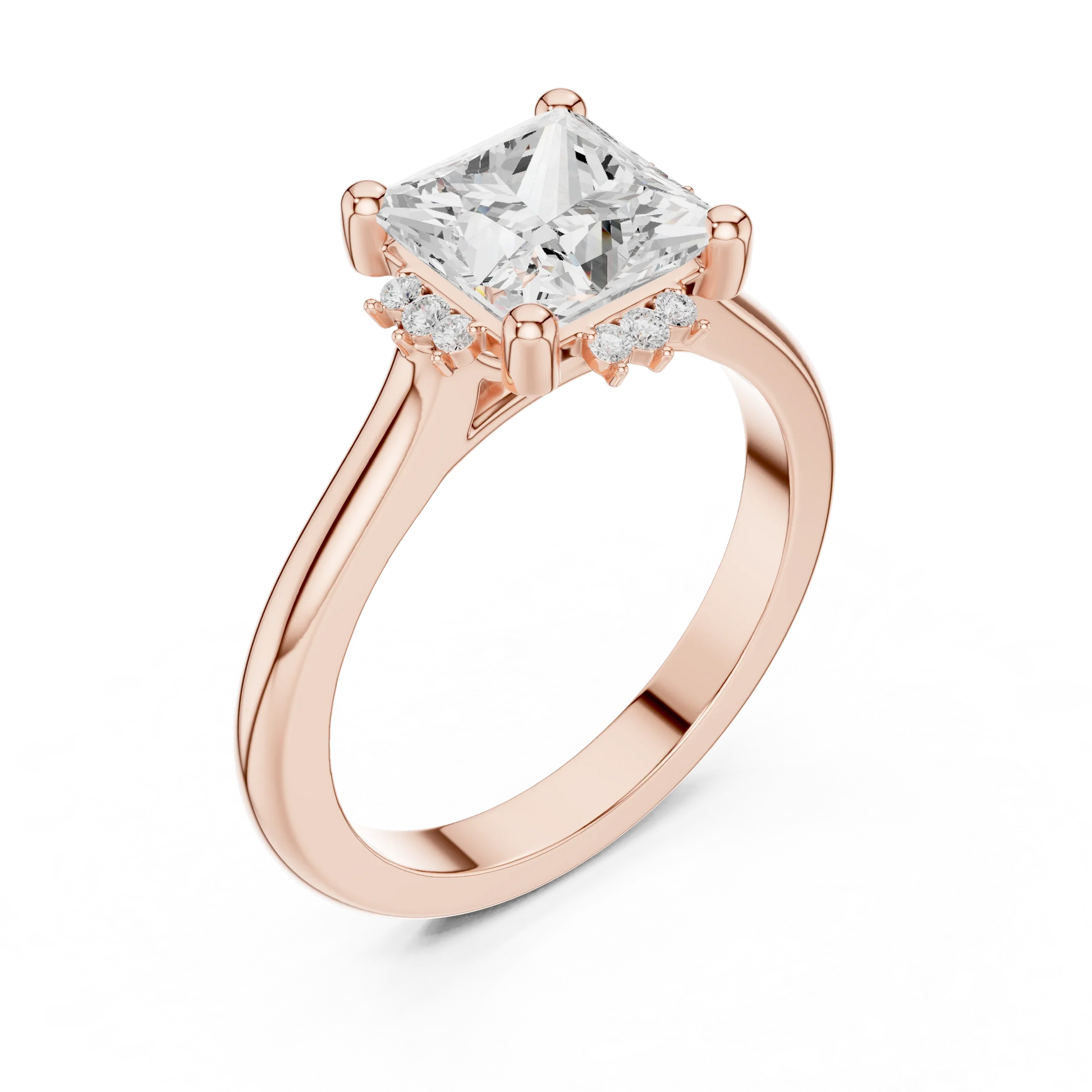 Front view of rose gold princess cluster ring with lab-grown diamond 鈥?Australia