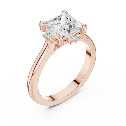 Front view of rose gold princess cluster ring with lab-grown diamond 鈥?Australia