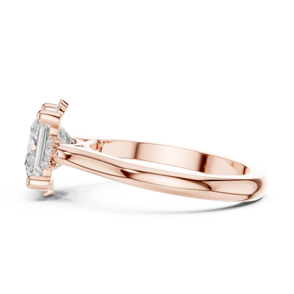 Side view of rose gold princess cluster ring with lab-grown diamond 鈥?Australia