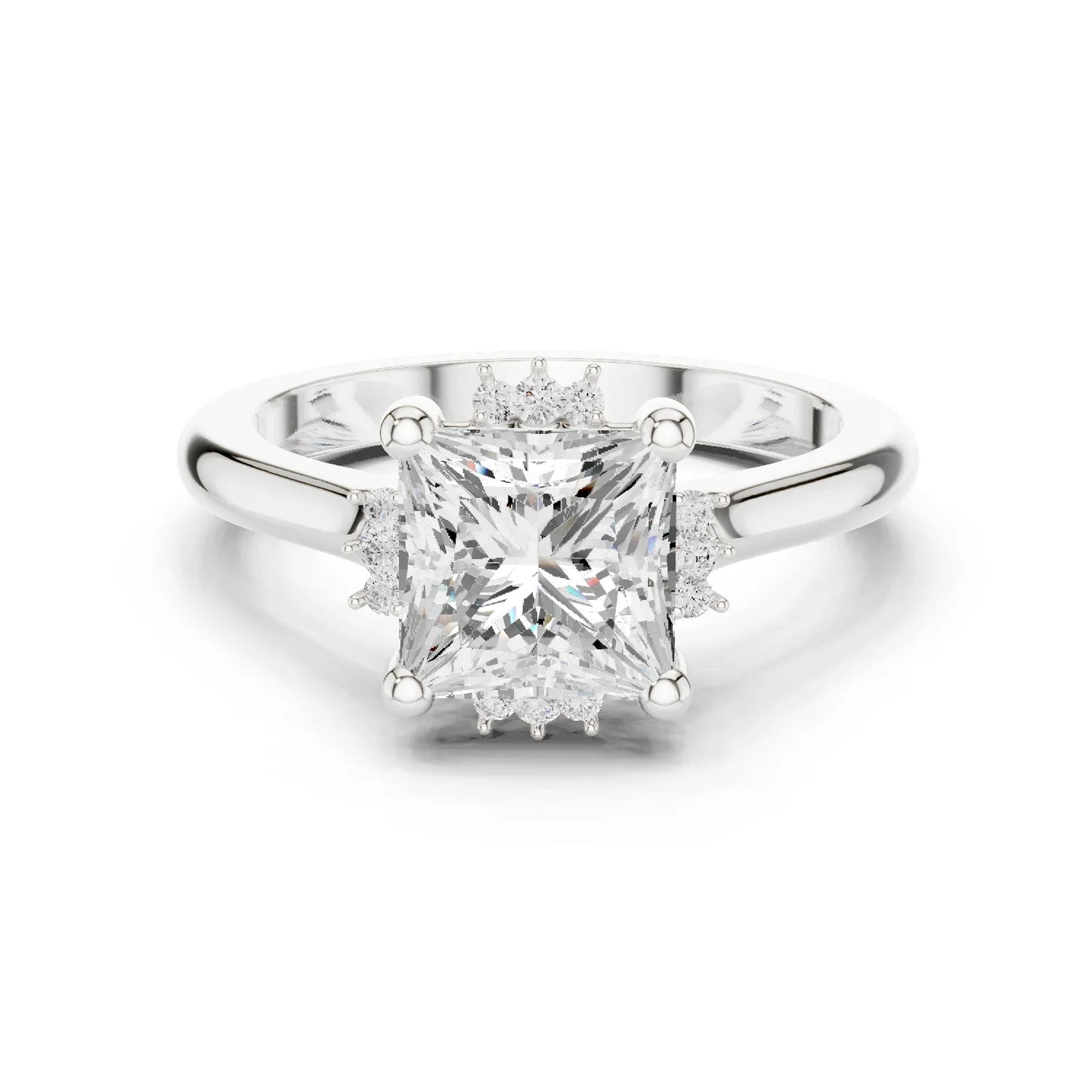Princess cluster ring in white gold with lab-grown diamond 鈥?Australia