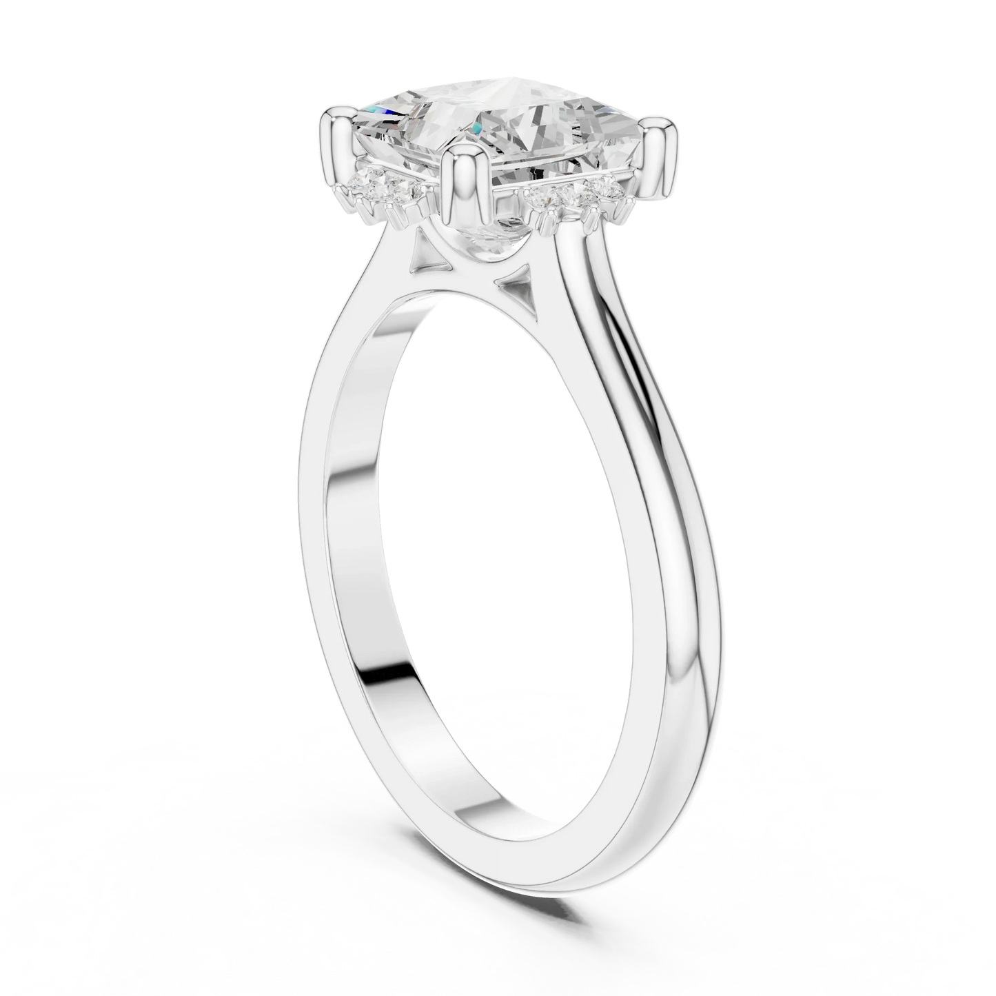 Back side view of white gold princess cluster ring with lab-grown diamond 鈥?Australia